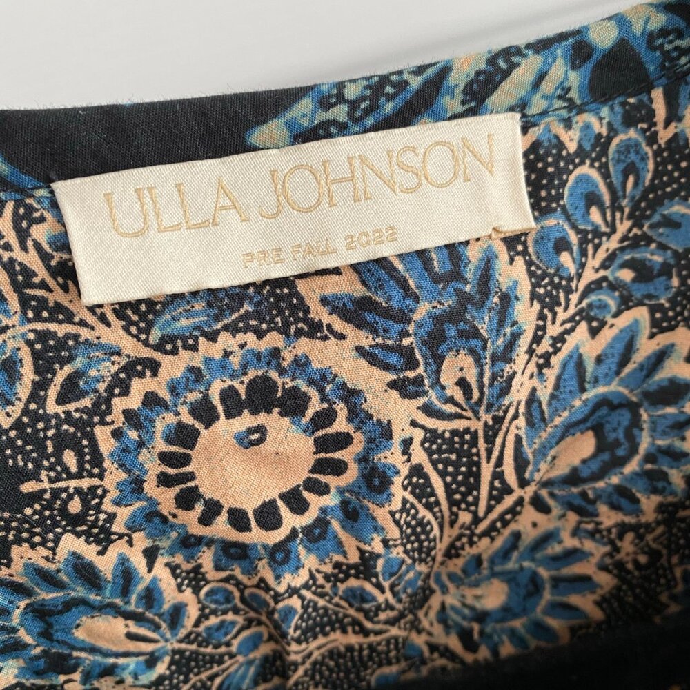 Ulla Johnson "Satima" Printed Cotton Blouse in Azure, size 2 - Picture 6 of 13